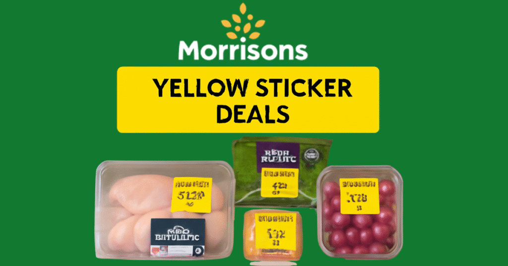 Yellow sticker deals at Morrisons with discounted items.